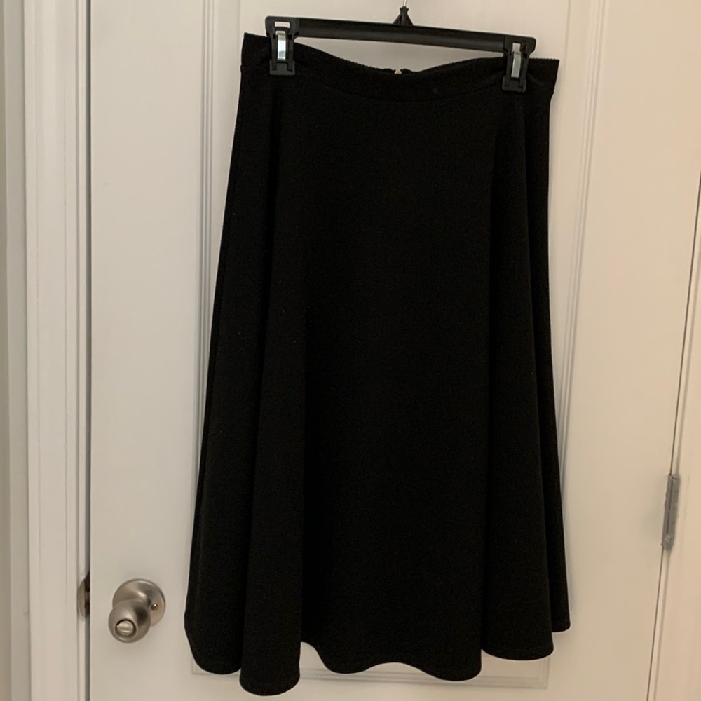 Black Flowing Mid-Length Skirt Made in USA